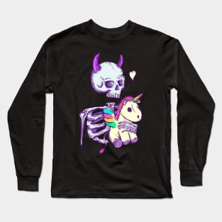 Cute skeleton holding unicorn Long Sleeve T-Shirt